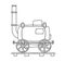 Old fashioned Steam Engine locomotive in a hand drawn doodle sketch style