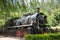 Old fashioned steam train in the public park as a memorial.