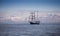 Old fashioned tall ship in harbor near Spitsbergen, Norway