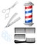 Old fashioned vintage glass Barber Shop pole with Barber Sign. Vector illustration Web site page and mobile app design elem