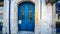 Old-fashioned vintage wooden door  in the Limassol, Cyprus, August 2017