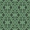 Old-fashioned wallpaper with black seamless foliate pattern on pastel green background