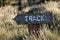 Old-fashioned weathered pointer for track