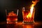 old fashioned whiskey in a glass fire generated by ai