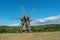 Old fashioned wooden wind mill.