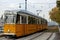 Old fashioned yellow tram line 2, Budapest, Hungary