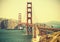 Old film retro style Golden Gate Bridge.