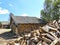 Old firewood shed in Belarus