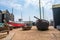 Old fishermans boats and on seafront in Hastings old town