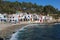 Old fishermen houses on coast Spain Costa Brava