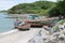 Old Fishing boats beached on a beach