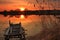 Old fishing bridge on the lake