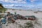 Old fishing nets on Vistula Spit beach, Baltic Sea in Poland