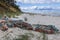 Old fishing nets on Vistula Spit beach, Baltic Sea in Poland