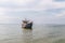 Old fishing schooner in a calm sea bay