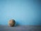 Old football on a blue background,Practice hard listening equipm