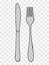 Old fork and knife hand drawing. Cutlery on a transparent background