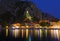 Old fort in Omis, Croatia at night