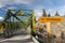 Old Fort Point trail iron bridge. Athabasca River, Jasper National Park, Canadian Rockies.