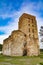 Old  fortified tower and destroyed church.  Starokostiantyniv city. Ukraine