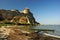 Old fortress on the river bank in Ukraine