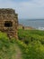 Old fortress walls on the coast and beautiful sea views on the north coast of England near Newcastle