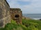 Old fortress walls on the coast and beautiful sea views on the north coast of England near Newcastle