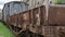 Old freight train abandoned and deteriorated by the passage of time