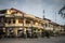 Old french colonial architecture in kampot town street cambodia