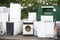 Old fridges freezers wash machines and kitchen appliances at rubbish dump