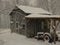Old Friends, Barn and Tractor in snow