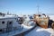 Old frozen ships in the port of Olkhon island on siberian lake Baikal