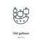 Old galleon outline vector icon. Thin line black old galleon icon, flat vector simple element illustration from editable nautical