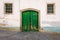 Old garage green door