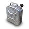 Old gasoline jerry can above concrete background