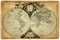 Old geographical map of the world of the 1752. A good background for design on the theme of travel, geography, history, voyage,