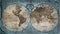 Old geographical map of the world of the 18th century. A good background for design on the theme of travel, geography, history,