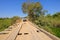 Old german campervan on damaged wooden bridge on the transpantaneira dirt road, Porto Jofre, Mato Grosso, Brazil