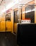 Old German subway train metro, U-Bahn with prohibitory signs