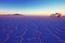 Old german vintage campervan on Salar de Uyuni, salt lake, is largest salt flat in the world, altiplano, Nashville retro