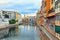 Old Girona town, view on river Onyar