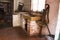 Old glazed ceramic brown butler sink in a Victorean washroom setting