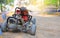 Old go-kart waiting for driver to drive in the track outdoor