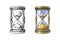 Old gold hourglass. Time concept. Ancient appliance for time measurement. Black and white and color variants. Vector