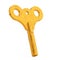 Old Gold Metal Windup Key for Clock and Toys. 3d Rendering