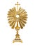 Old gold monstrance on white background