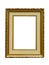 Old golden empty picture frame isolated