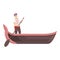 Old gondolier icon cartoon vector. Venice gondola