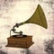 Old gramophone with grunge background