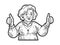 Old granny with thumbs up sketch vector